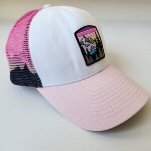 Grace Folly Beach Trucker Hat Mountain Patch Pink Mesh Adjustable Baseball Cap